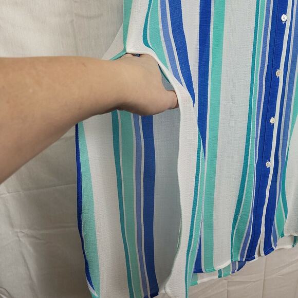 Turo By Vince Camuto Womens Multicolor Striped Sleeveless Swimset Cover Size XL - Picture 4 of 10